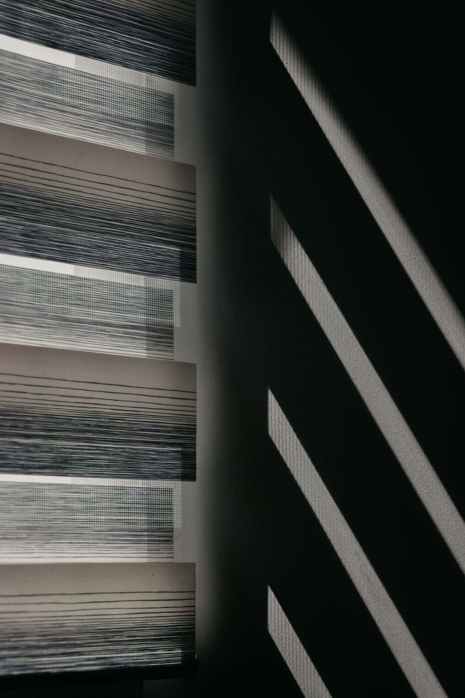 Soft shadows from blinds across the interior