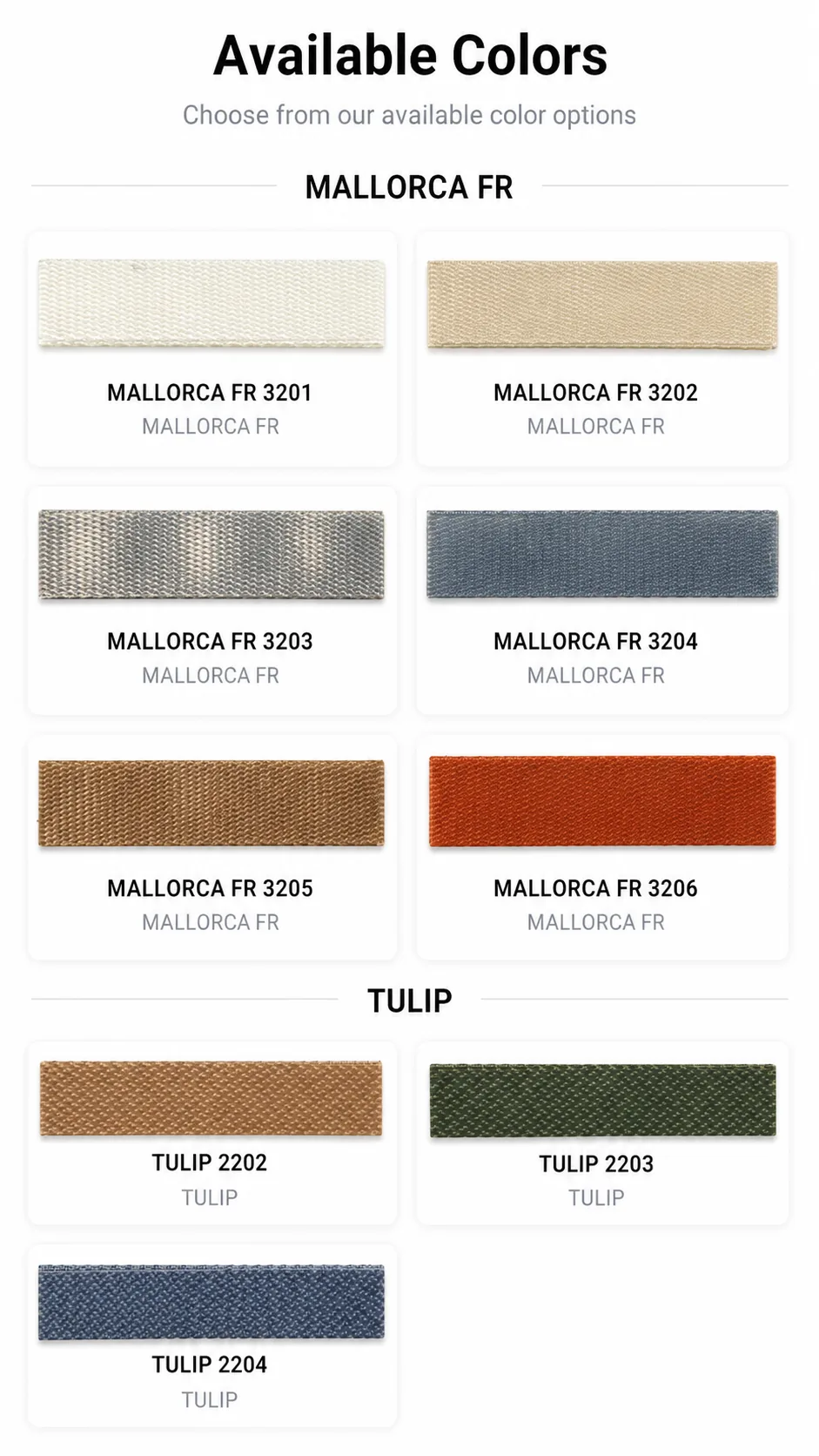 Pleated Blinds available color catalog page 2