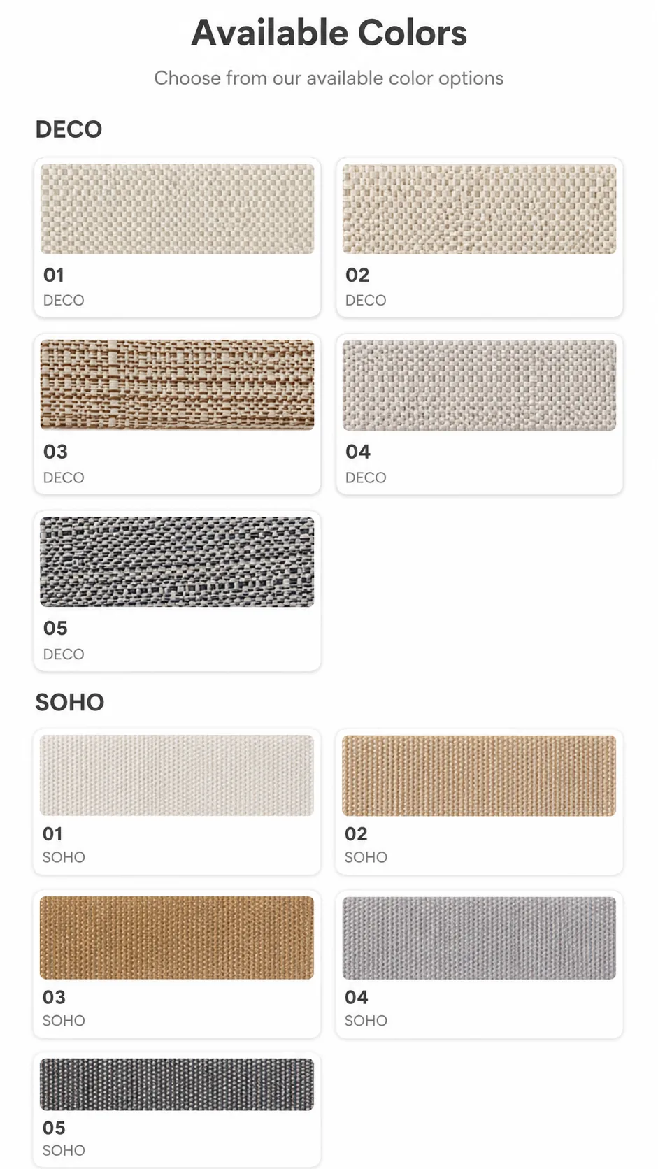 Pleated Blinds available color catalog page 3
