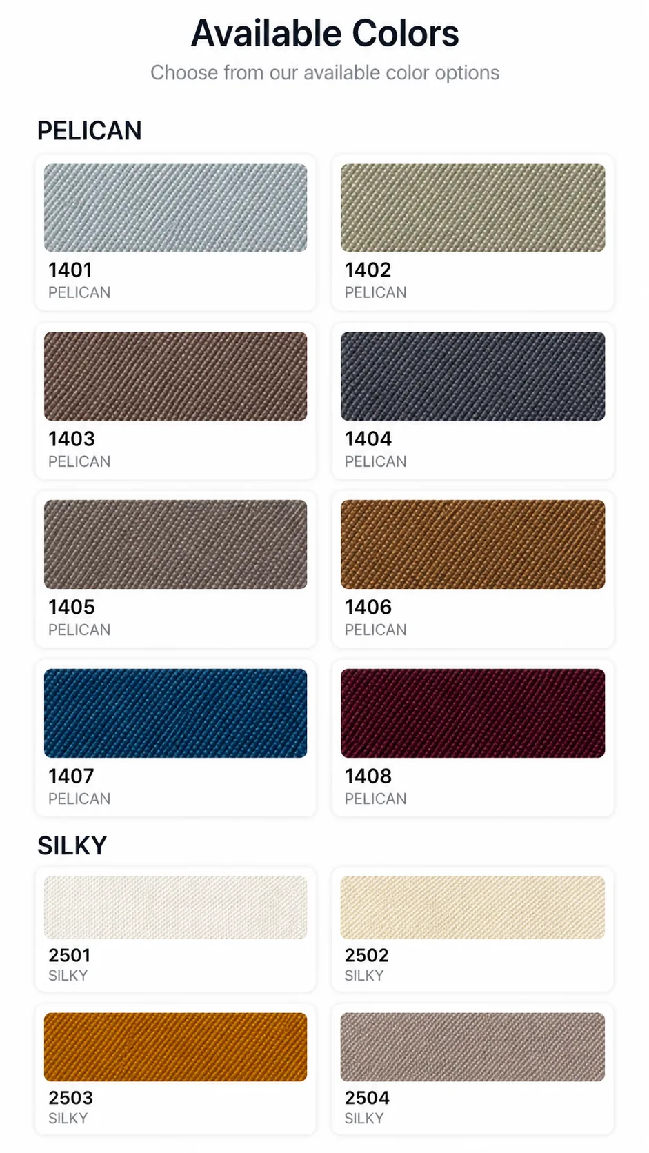 Pleated Blinds available color catalog page 9